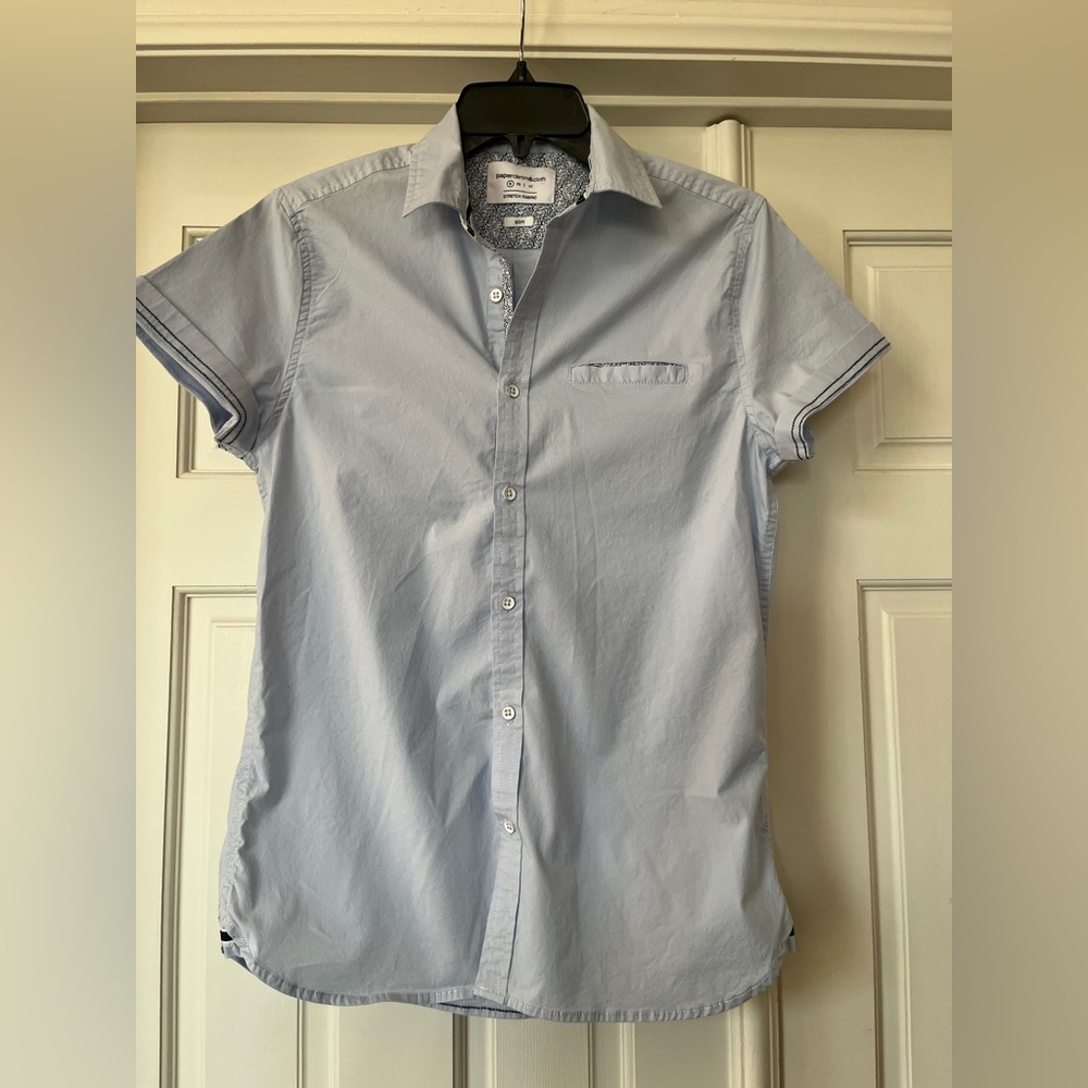 Men's Light Blue Stretch Short Sleeve Shirt